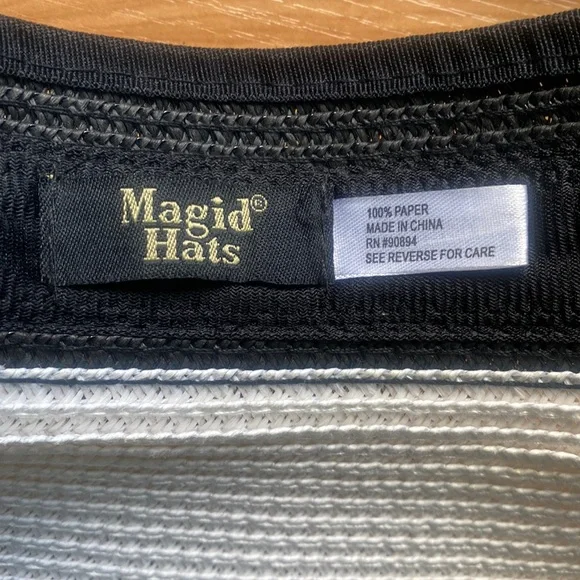 New Magic Hats One Size Adjustable Black And White Sun Hat With Bow In The Back - Picture 4 of 4